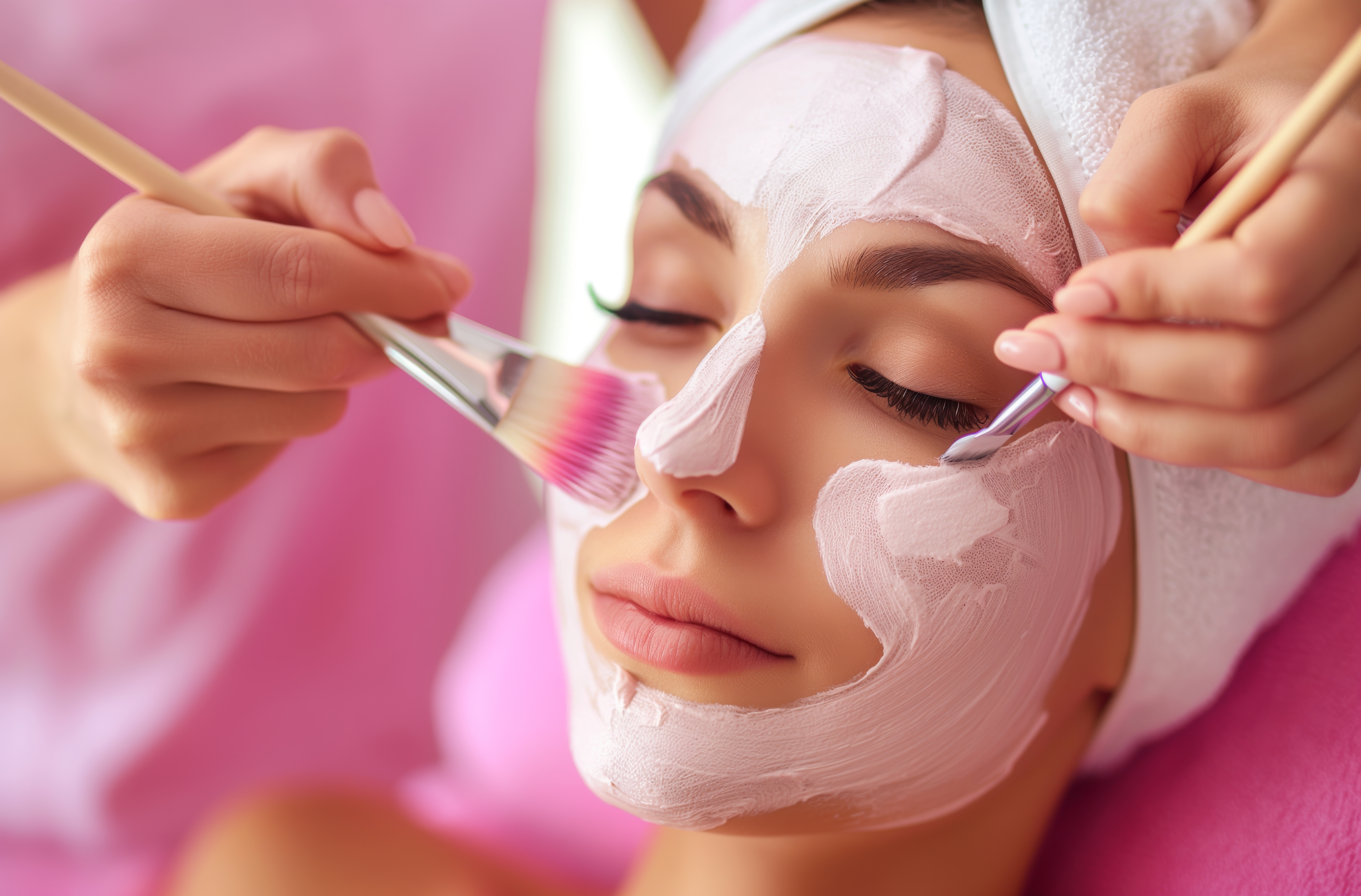 Foto de mulher com máscara facial
